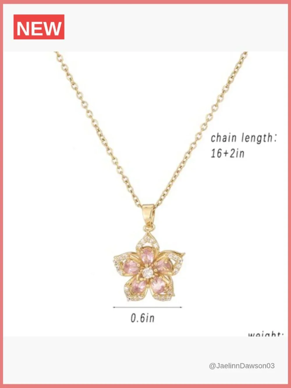 Gold Flower Fidget Necklace Rotatable Crystal Pendant Adjustable
